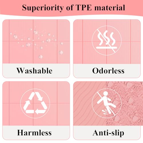 Foldable Yoga Mat, Exercise Mat 1/4" Thick, Perfect for Pilates, Outdoor & Travel, TPE Anti-Slip Yoga Mat with Carry Bag-Pink by Buminee - Image 5