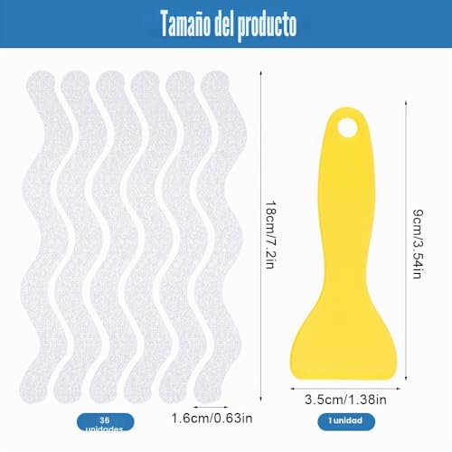 Miniatura 2 de 36 Piezas Bandas Antideslizantes Bañera Con Raspador, 18 1.6cm Transparentes Antiresbalante Para Ducha, Adhesivo Antideslizante Ducha, Pegatinas Bañera Antideslizantes, Para Escaleras, Baños, Piscinas