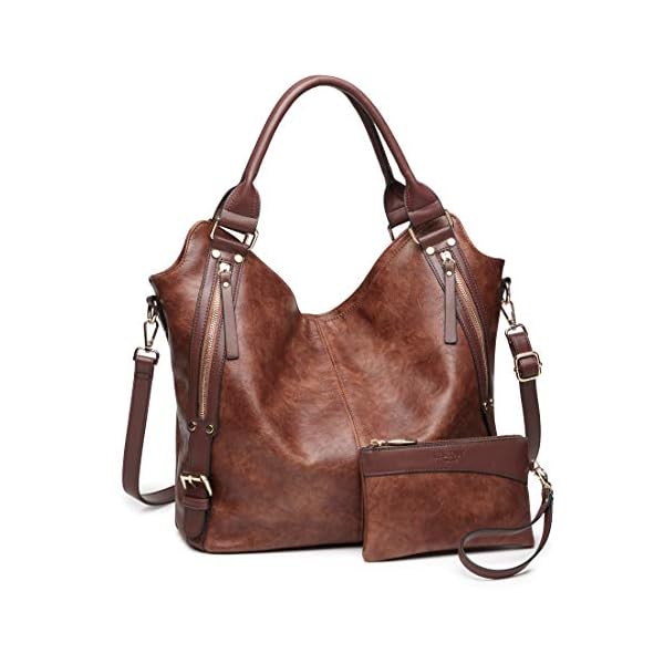 Women Tote Bag Handbags PU Leather Fashion Hobo Shoulder Bags with Adjustable Shoulder Strap, M, Brown