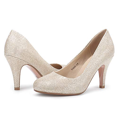 IDIFU Women's Classic Low Heels Dress Pumps 2 Inch Kitten Heel Round Toe Office Wedding Shoes - Image 4