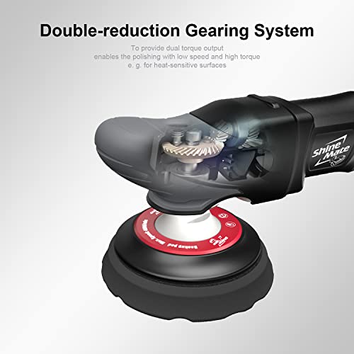 Shinemate Cordless Rotary Polisher Kit 5 Inch For Car Detailing,Wireless Buffer Polisher With 2 Pcs Li-Ion Batteries 18V 5Ah, 6 Variable Speed #TOP3