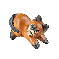 かわいい　木製 猫の彫刻　木彫り　ねこ　ネコ Amazon.co.jp: [dhiuebc] 猫の木製彫刻 木製彫刻 ネコ 猫の置物