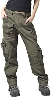 chouyatou Women's Active Loose Fit Military Multi-Pockets Wild Cargo Pants (Medium, Army)