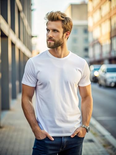 Assorted 5-Pack Solid T-Shirt, Cotton Short Sleeve, Breathable & Tag Free Tees, Mixed Colors, Classic Fit2