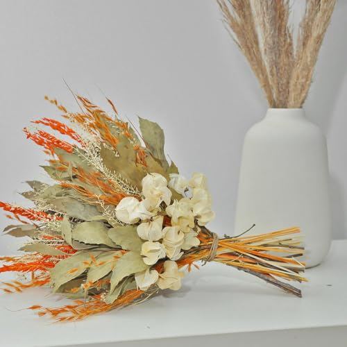 Buquê de Flores Desidratadas Capim Laranja Presente Decor