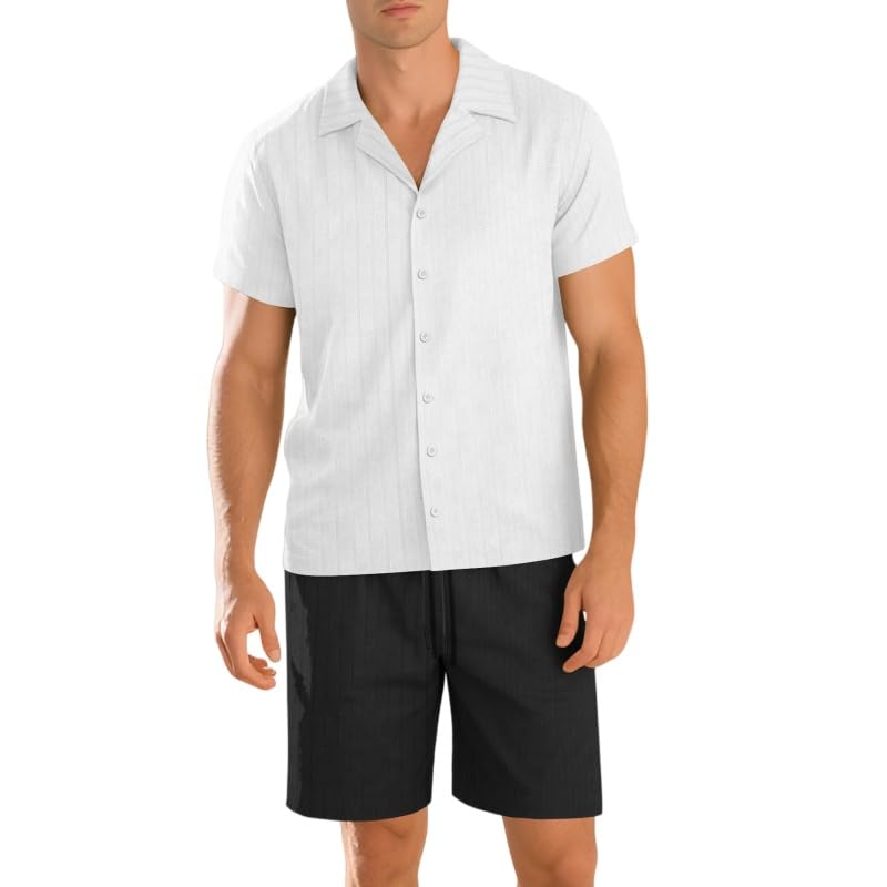 Pyjama homme court ensemble d'été de détente avec chemise et short