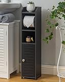 AOJEZOR Toilet Paper Holder Stand: Freestand No Drill PVC Bathroom Storage for Apartment Renters -Protect Rental Deposit- Small Space Storage Solution-Black