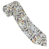 AKMCBSH Funny US Dollar Tie Comfortable Soft Novelty Necktie Unisex Neck Ties for Weddings Party Birthday Gift