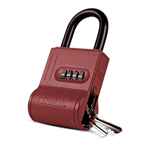 ShurLok SL-300W 4 Dial Numbered Key Storage Combination Lock Box, Burgundy Small, 0.5' w x 0.875' h x 2' deep