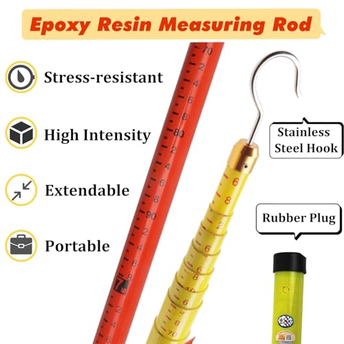 High Voltage Epoxy Resin Height Measuring Pole Stick for Linemen & Telecom Workers - 19.7ft/6m with Durable Carrying Bag (Yellow) - Essential Surveying Equipment