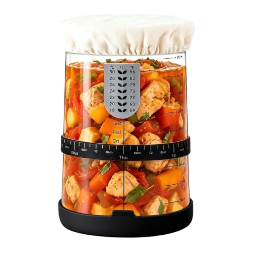 Tarro de masa madre de vidrio transparente con kit de inicio para fermentar 2