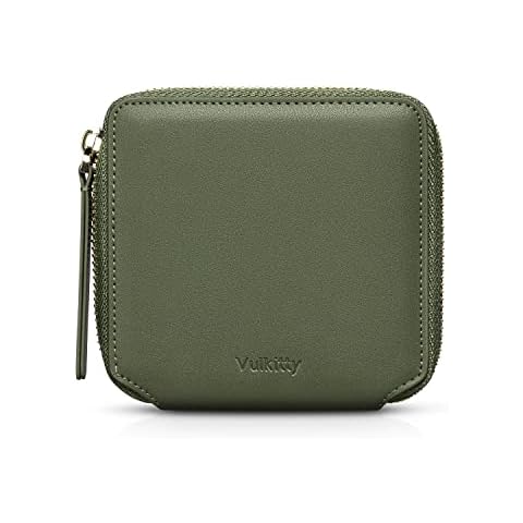 Vulkitty Wallet for Women RFID Blocking Bifold Slim Coin Purse Credit Card Holder with Zipper Pocket Case, Compact Size Cover