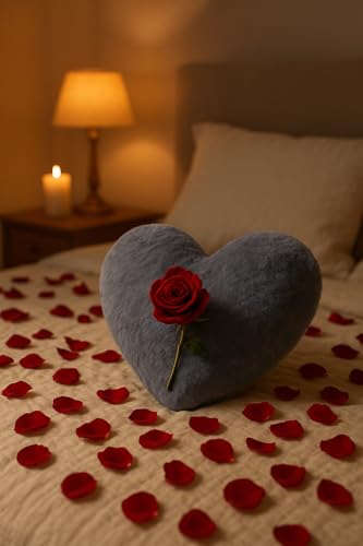 Brandsseller Herz-Kissen aus Plüsch 40x30 cm – Kuscheliges Dekokissen, Romantisches Geschenk zum Geburtstag, Valentinstag oder Muttertag – Weiches Zierkissen für Sofa, Bett und Reisen - Schwarz