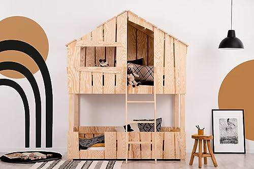KidooCrafts Handgefertigtes Holzbett für Kleinkinder 80x180cm –...