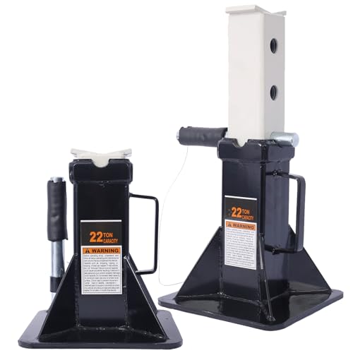 Heavy Duty Pin Type Professional Car Jack Stand with Lock, 22 Ton (44,000 lb) Capacity, Adjustable Height to 20\" Fit for Supporting Trucks, Trailers and Equipment, 1 Pair (Black) - Thumbnail 2