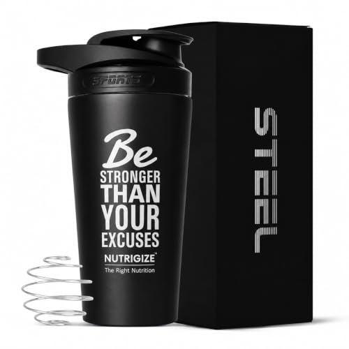 Image of Stainless steel shaker 700ml protein shaker bottle - leak proof 304 SS food grade steel, gym shaker, shaker bottles for protein, steel shaker for gym (Black)