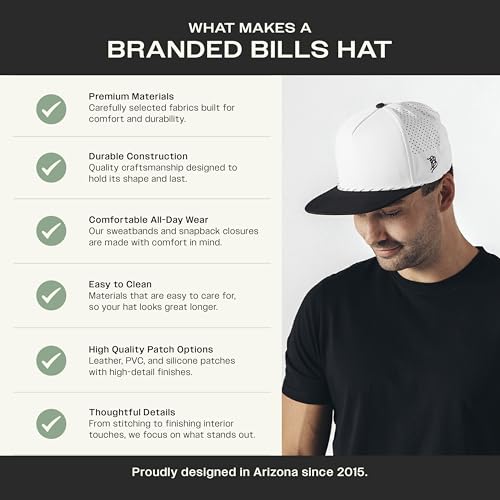 Image of Branded Bills Bare Flat 5 Panel Rope Hat for Men, Adjustable Snapback Golf Baseball Cap Flat Brim
