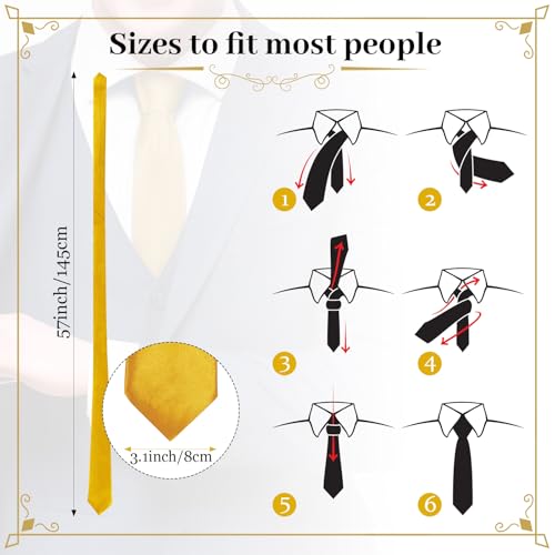 Image of Syhood 6 /12 /24 Pcs Men Ties Set Solid Satin Pure Color Business Formal Necktie Tie 57 inch for Men Occasion Wedding