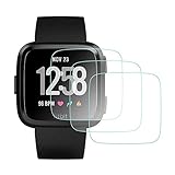 AWINNER [3-Pack] Screen Protector Compatible with Fitbit Versa/Versa Lite Smart Watch, Waterproof Tempered Glass Screen Protector [9H Hardness] [Crystal Clear] [Scratch Resist], Not Fit Versa 2