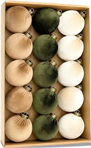 15pcs Shatterproof Velvet Christmas Balls - Unbreakable Xmas Tree Ornaments
