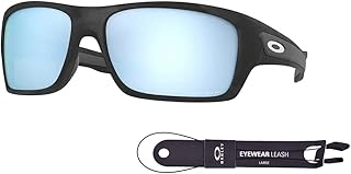 OO9263 Turbine 926364 63MM Matte Black Camo/Prizm Deep Water Polarized Rectangle Sunglasses for Men + BUNDLE with Oakley Accessory Leash Kit
