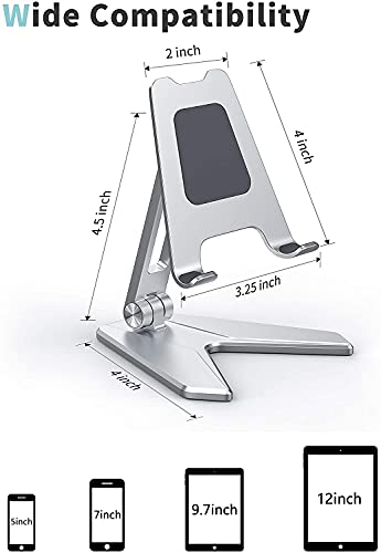 Image of Urban Kings Cell Phone Stand, Aluminum Desktop Phone Holder, Adjustable Mobile Phone Stand Cradles Compatible for All Smart Phones /iPhone /iPad /Kindle /Tablet (Silver)