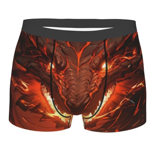 Magma Fire Black Dragon Print Underwear For Men Comfy Cozy Holiday Boxer Briefs