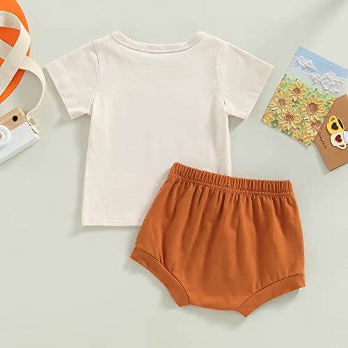 Yokjzjd Infant Toddler Baby Boy Summer Clothes Sun Print Short Sleeve T-Shirt Tops Pants Shorts Set 2Pcs Outfits (Apricot, 0-6 Months) #TOP6