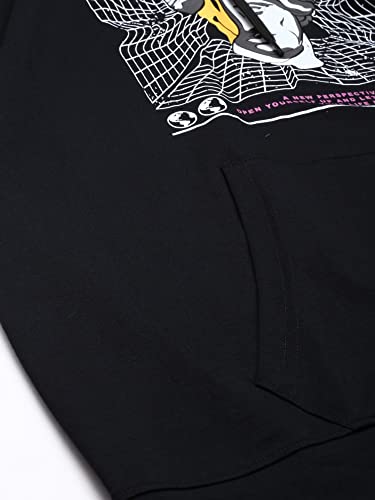 Image of Maniac Mens Printed Hooded Neck Full Sleeve Black and White Boxy Fit Cotton T-Shirt