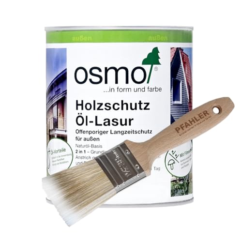 OSMO Holzschutz Öl-Lasur 0 75 l (701 Farblos) Rapid-Technologie 2 Anstriche an 1 Tag Wetterbeständig atmungsaktiv & UV-beständig offenporig & seidenmatt Inkl. Gratis PFAHLER-Pinsel