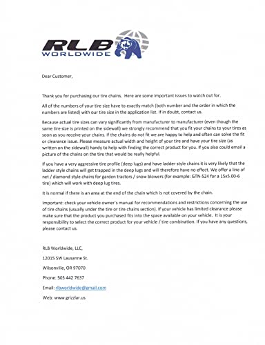 Grizzlar Gtu-240 Garden Tractor Snowblower 2 Link Ladder Alloy Tire Chains Tensioner Included 4.00/4.80-8 4.80-8 4.00-8 #TOP7