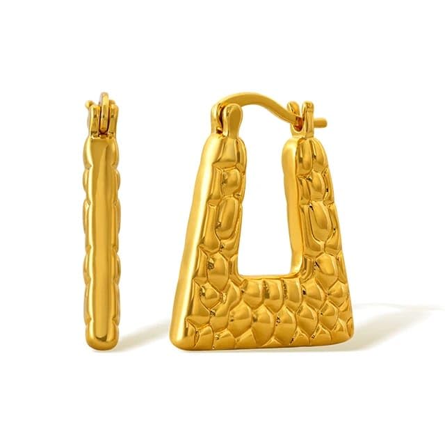 Vintage Geometric Gold Hoop Earring for women | Chunky Triangular Scratchy Dangle Hoop Earring | Elegant Design Stainless Steel Hoop Earring for women & Girls (B0CZ75K7LN) Amazon Price History, Amazon Price Tracker