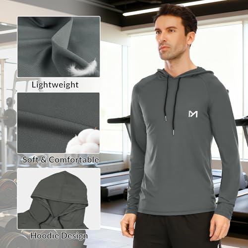 MEETYOO Męska koszulka sportowa, funkcjonalna koszulka do biegania z długim rękawem Męska koszulka fitness Oddychające koszulki do biegania Siłownia Jogging