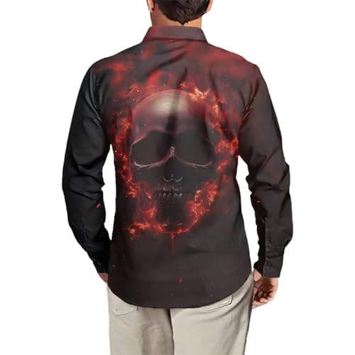 GLUDEAR Men 3D Novelty Fire Graphic Print Long Sleeve Button Down Shirt Casual Slim Fit Dress Shirts Plus Size S-6XL3