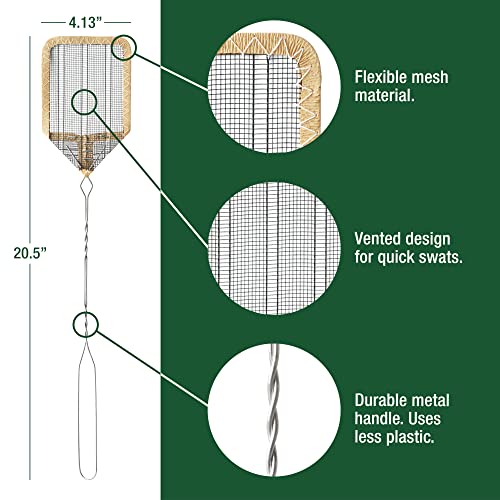 Enoz Wire Mesh Head Flyswatter with Metal Handle (Pack of 3) - Thumbnail 3