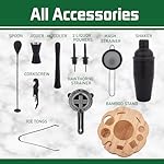 Cocktail Shaker Set Bartender Kit with Rotating Bamboo Stand,11 Piece Bar Set Stainless Steel Bar Tools Set with Recipes Booklet (Frosted Black) - Image 2