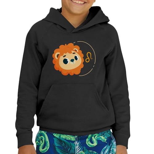 Sweat à capuche enfant Lion zodiaque au dessin d'astrologie premium