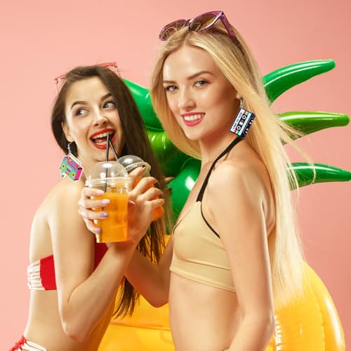 3Pairs Vintage Cassette Tape Earrings 80s 90s Earrings for Women Retro Geometric Drop Dangle for 80's Outfits Cosplay Glow Party Music Party 70s 80s 90s Accessories3