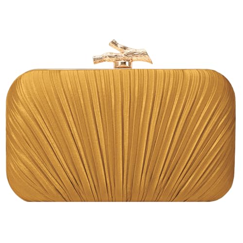Image of MR Clutch Purses for Women Pleated Evening Clutch Wedding Purse with Chain | Pleated Satin Clutch Purse, Womens Evening Bag Shoulder Crossbody Purse Wedding Clutch for Wedding Prom Party