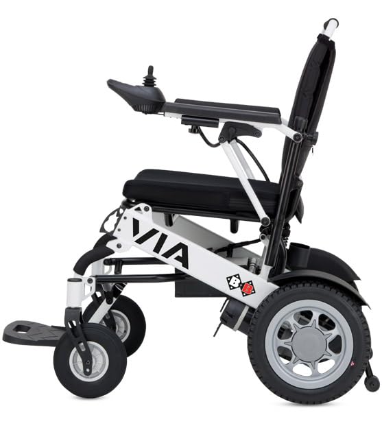 Bischoff & Bischoff Silla de ruedas eléctrica Via, plegable, para interior y exterior, velocidad de 6 km/h, alcance aprox. 25 km, color blanco, con HMV: 18.46.06.0004