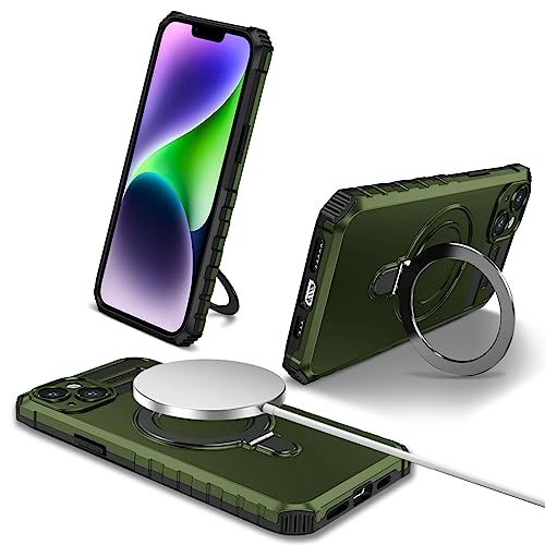 Coque iPhone 14 bague magnétique en caoutchouc TPU haute résistance verte