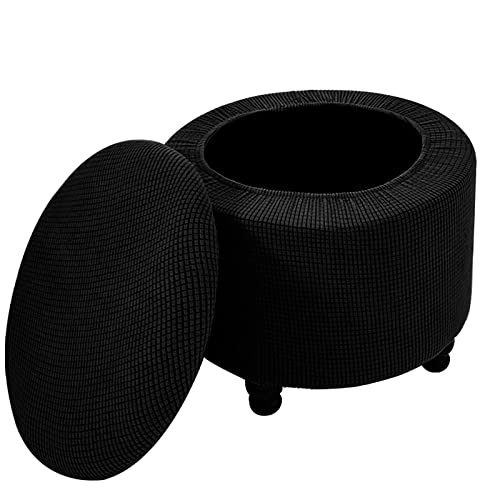 HDSDVNON Funda Elástica Redonda For Puf Grande Plegable con Almacenamiento, Tapa Antideslizante Y Diseño Extraíble, Tejido De Licra Elástica, Protector Lavable For Sala De Estar Y Dormitorio(A,2PCS)