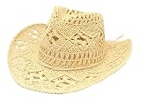 Lifup Hand Woven Straw Hat, Shapeable Western Cowboy Straw Hat for Men Women, UV Protection Travel S