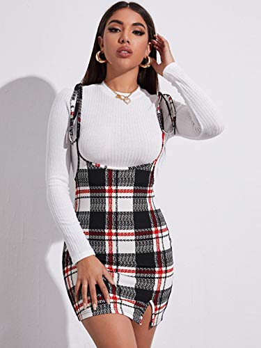 Avluz Dresses For Women - Plaid Tie Shoulder Overall Dress (Color : Multicolor, Size : X-Small) #TOP7