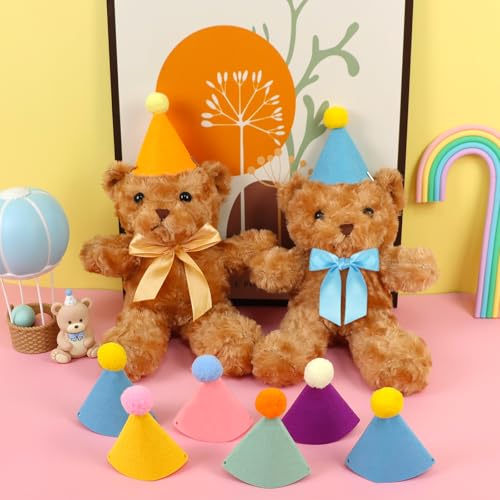 image for DRANSMIC 12pcs Mini Party Hats for Stuffed Animals, Birthday Party Con