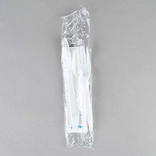 250 Plastic Cutlery Packets - Knife Fork Spoon Napkin Salt Pepper Sets | Black Plastic Silverware Sets Individually Wrapped Cutlery Kits, Bulk Plastic Utensil Cutlery Set Disposable To Go Silverware