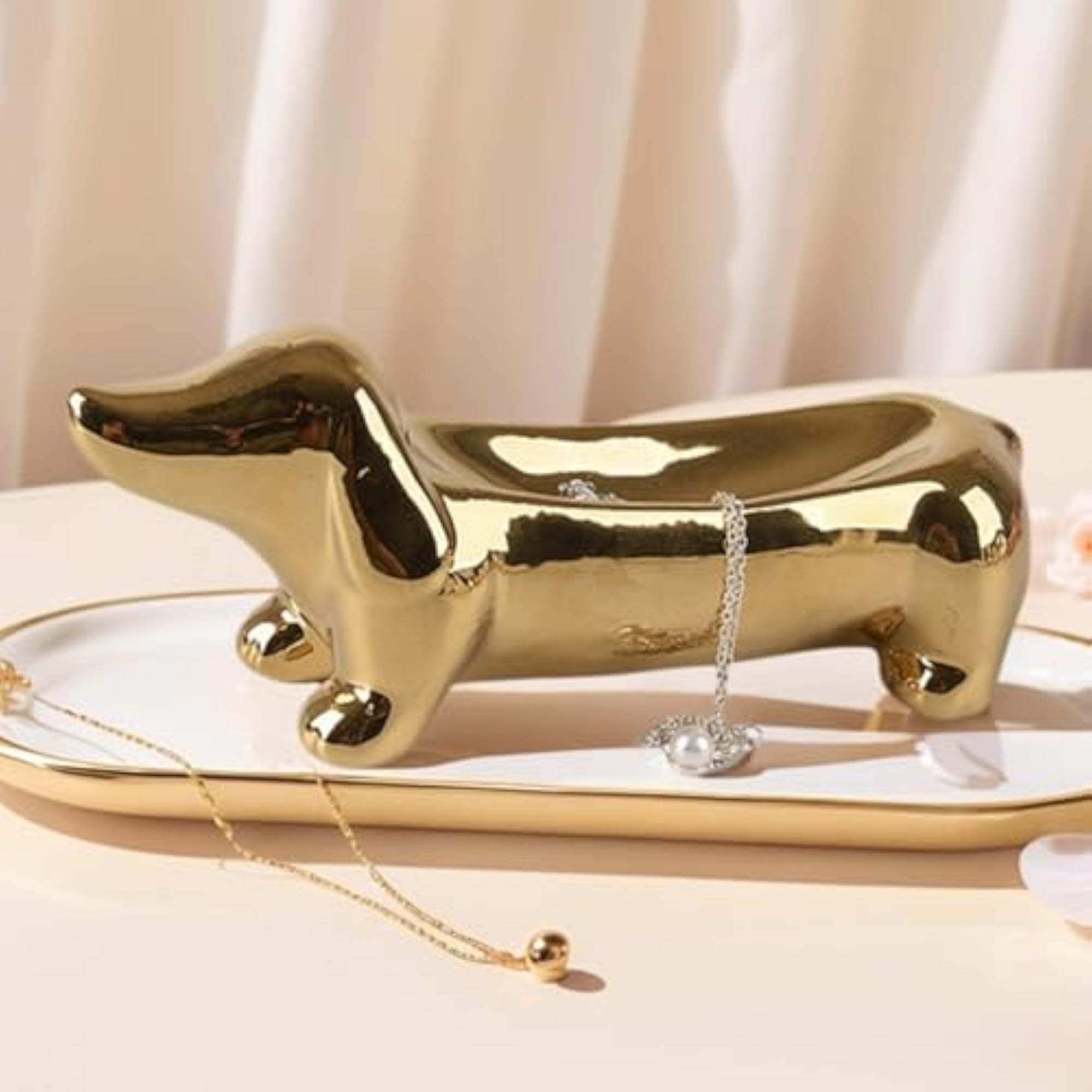 Dachshund Ring Holder Ceramic Trinket Tray