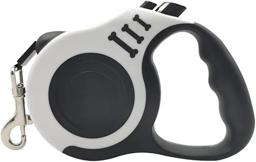 Correa retráctil para perro con mango ergonómico, longitud de 16.4 pies, sistema de bloqueo automático, (blanco, 9.8 ft)