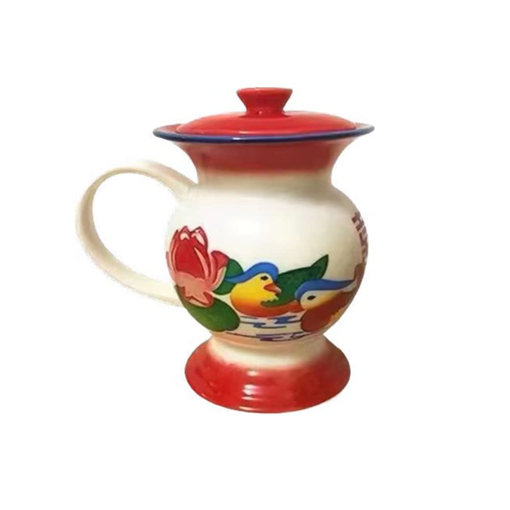 Chinese Retro Special Kuso Designed Spittoon Cup Set (Red)