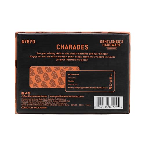 Gentlemen's Hardware Charades Party Game Card Game, 140-Cards, Orange - Image 2